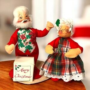 Vintage Annalee 1994 Santa Claus & 1963 Mrs Claus Holiday Christmas Figures 8in